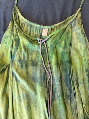 Indah Green Tie-Dye Open-Slit, Flowy, Gypsy Resort Pants